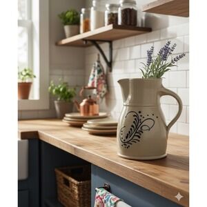 Vintage Stoneware Crock Pitcher, Living History Farms Iowa 1990 8"x7"